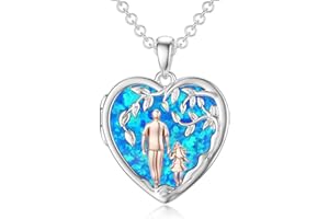 PROESS Father/Mother Daughter Locket Necklace S925 Sterling Silver Oxidized/Abalone Shell Daughter Gifts from Dad Mom I Love You Forever Daughter Locket Jewelry Gift