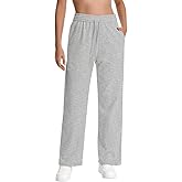 Auriviz Straight Leg Sweat Pants for Women High Waisted Baggy Sweatpants Drawstring Travel Workout Pants with Pockets