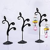 AUTODECO Black Earring Stand Detachable Metal Earring Display Storage Rack for Photography Jewelry Props Show Closet Retail Store Display 3 Pcs, Vine Shape
