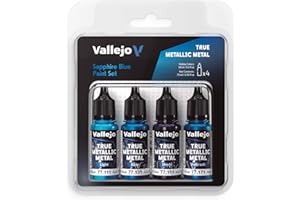 Vallejo - Sapphire Blue Paint Set | True Metallic Metal TMM| Acrylic Colors for Painting Metal Effects on Fantasy, Historical