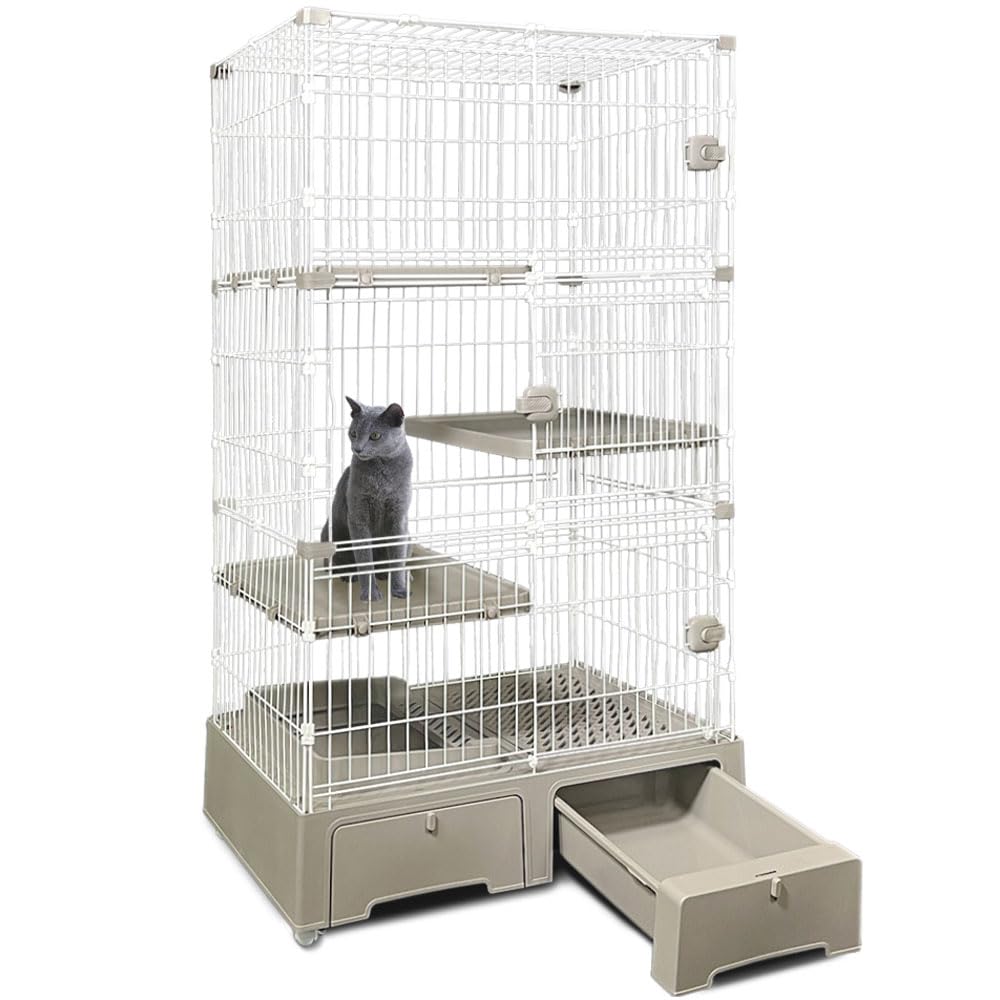 アイリスプラザ トイレ一体型キャットケージ3段 グレー 3段グレー(スコップ付き)商品画像