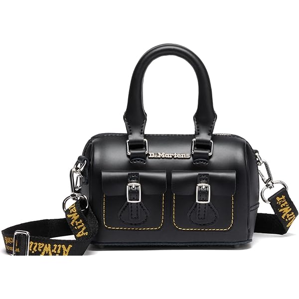 Amazon.com: Dr. Martens Leather Top Handle Bag, Black Kiev+Black
