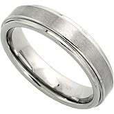 Tungsten Carbide 5.5 mm Wedding Band Ring Satin finish Center Recessed Edges sizes 5 to 12