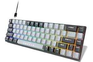 UBOTIE Wired Mechanical Gaming Keyboard, 60% 68keys Compact FPS Game USB Keyboards with Clicky Switches, Multi LED Backlit for PC Mac Xbox