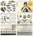 Metallic Gold Silver Black Jewelry Temporary Bling Tattoo All-In-One Package 5 Sheets (Style#1)