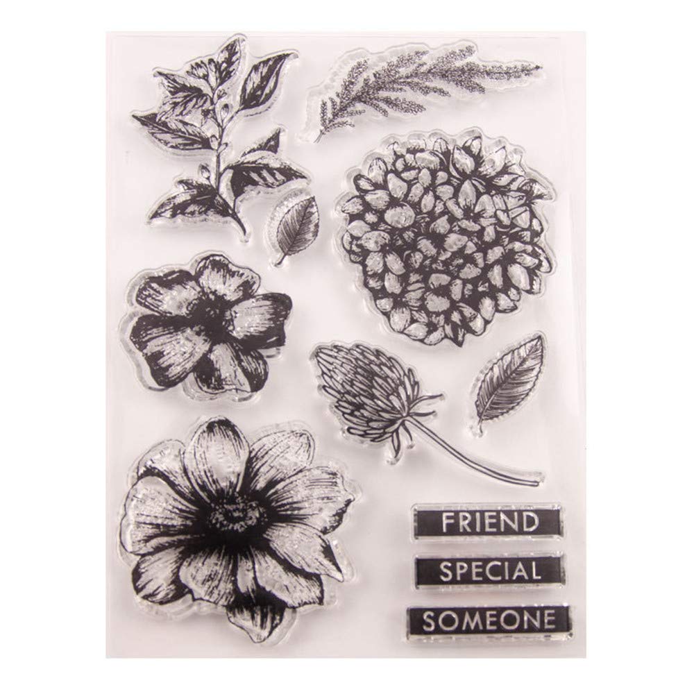 arriettycraft DIY Flowers Leaves Friend Clear Stamps for Cards Making Decoration and Scrapbooking Rubber Stamps for Craft