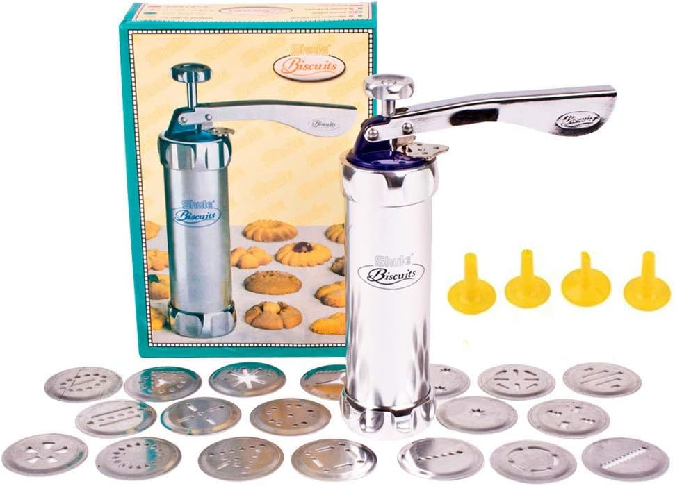 Deluxe Biscuit Press includes 20 Different Biscuit Patterns