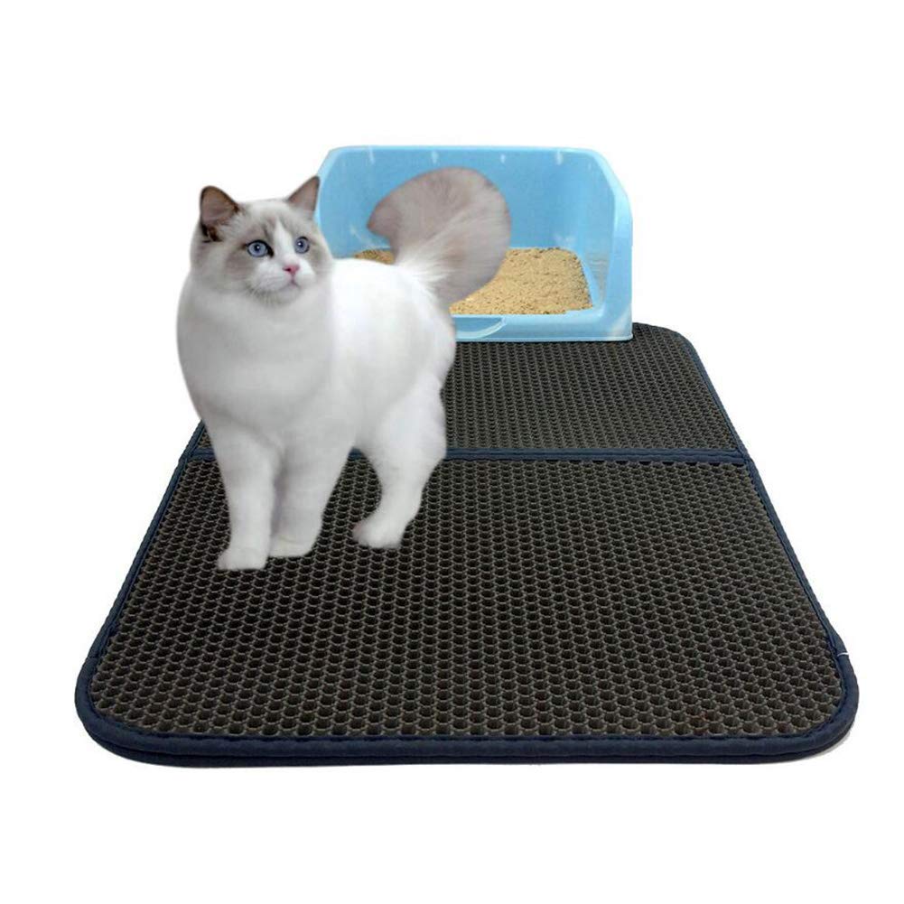 FXxswey Cat Litter Mat, Foldable Double Layer Honeycomb Waterproof Cat Feeding Mat Protect Floor and Carpet Easy Clean (23.6''* 17.7'')
