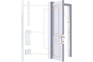 POROHOM 5-Piece Door Reinforcement Set for Jamb,Frame & Hinges Door Lock Security,Door Jamb Reinforcement Set,Anti Door Kick in Heavy Duty Striker Plate Kit,Tamper/Corrosion Proof Door Jamb Repair Kit (White)