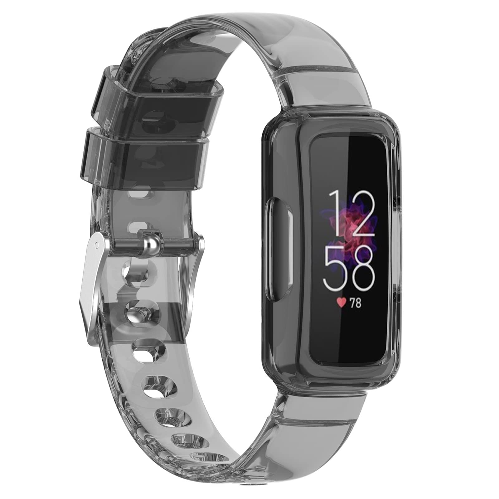 Disscool Transparent Replacement Wrist Bands Compatible with Fitbit Inspire 3, Adjustable Soft Silicone Wrist Strap with Quick Release(Transparent Black)