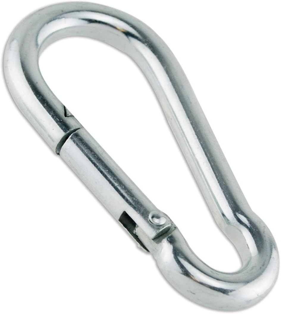 Practice Sports 1/4" Zinc-Plated Steel Carabiner Snap Hook - (2, 5, 10, 20, 35, 100 Packs)