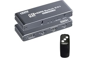 ANBER-TECH HDMI Switch 3 in 1 Out 4K 120Hz, HDMI Switcher 3x1 with IR Remote Control Support 4K@120Hz, 1080P@240Hz 3D, HDR, HDMI 2.1, HDCP 2.3, Compatible with PS5/ PS4/ PS3, Xbox, TV, DVD etc