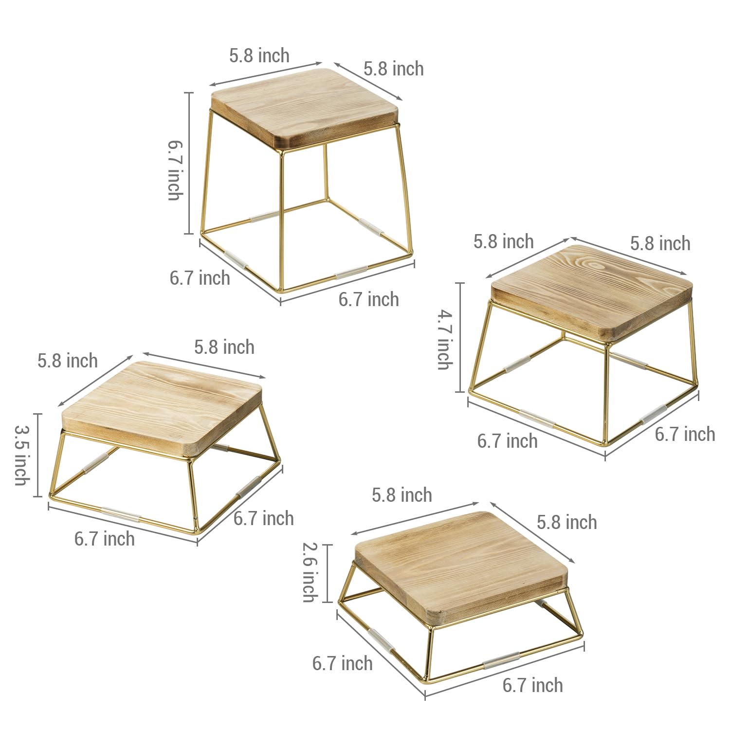 Mua MyGift Gold Food Risers for Display Party, 4-Piece Wood Square ...