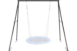 LIBMALL Heavy Duty Metal A-Frame Outdoor Swing Stand up to 440 LBS Black (Swing NOT Included)