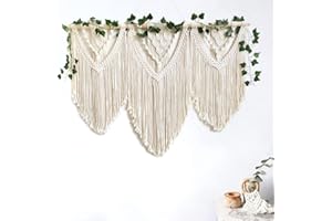 guzhiou large macrame wall hanging - Boho Tapestry Macrame Wall Decor Art- Chic Bohemian Handmade Woven Tapestry Home Decoration for Bedroom Living Room Apartment Wedding Party - 43"x32" (with Ivy)
