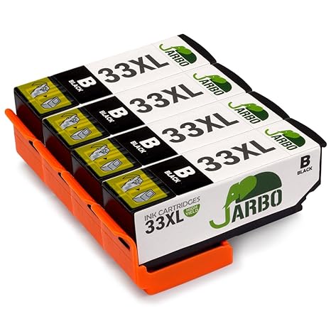 JARBO Kompatibel Epson 33XL 33 Druckerpatronen (4x Schwarz) mit Chip Hohe Kapazität Kompatibel mit Epson XP-530 XP-540 XP-630