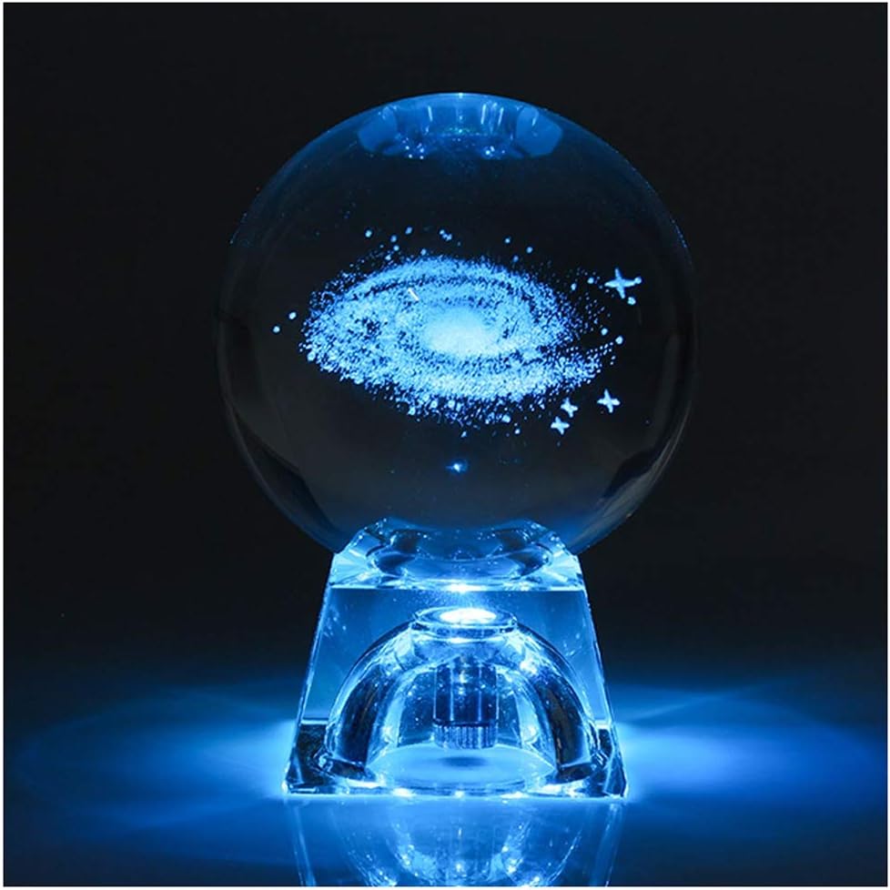 RTYUIIO Night Lights 3D Engraved Galaxy Solar System Crystal Lamp Luminous Night Light Crystal Crafts Round Sphere Home Office Table Decoration Lamp(10Cm),solarsystem