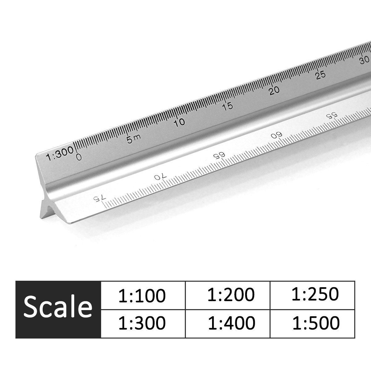 Aluminum Triangular Metric Architect Scale Ruler 1100, 1200, 1250, 1