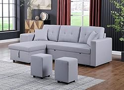 TUTB 93'' L-Shape Convertible Sleeper Sectional