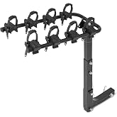 Amazon Basics 4-Bike Hitch Rack with 2" Hitch for Car, SUV and Truck, Heavy-Duty Steel Frame, Foldable, Anti-Rattle Stability