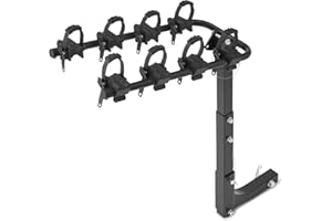 �鶹�� Basics 4-Bike Hitch Rack with 2" Hitch for Car, SUV and Truck, Foldable Steel Frame with Anti-Rattle Design