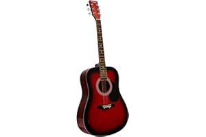 Huntington GA41PS-RDS Redburst Dreadnaught Steel String Acoustic Guitar with 1 String Winder, 2 String Sets and 3 Premium Pic