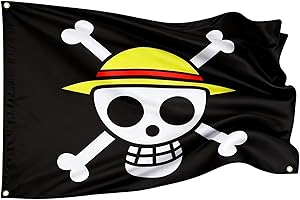 MOUPARFULU One Piece Animation Flag - Luffy's Straw Hat Pirate Flag Multi-colored, 5FT*3FT - Anime Tapestry Wall Art - Halloween Decoration - Y2K Grunge Room Decor - Black Gothic Wall Decor