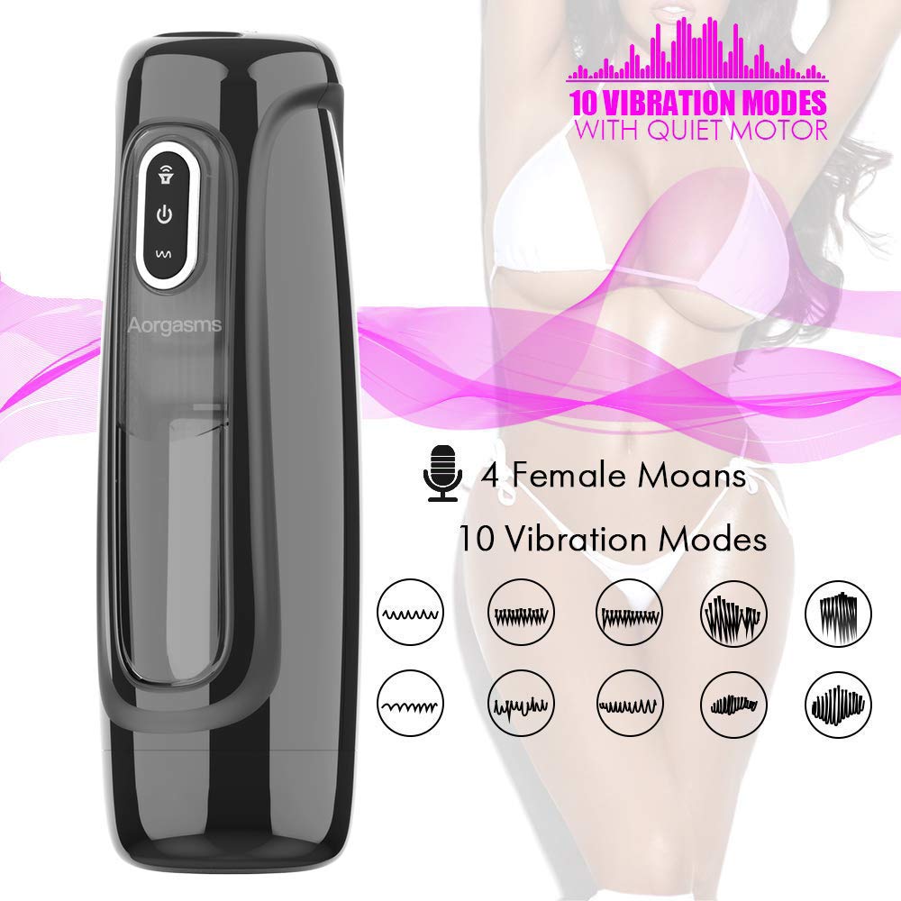 Aorgasms Masturbieren Masturbator Blowjob Masturbation mit Teleskopischer Rotations Men Cup USB-Aufladung Vaginale Erotik Oral Sexspielzeug für Männer, Black