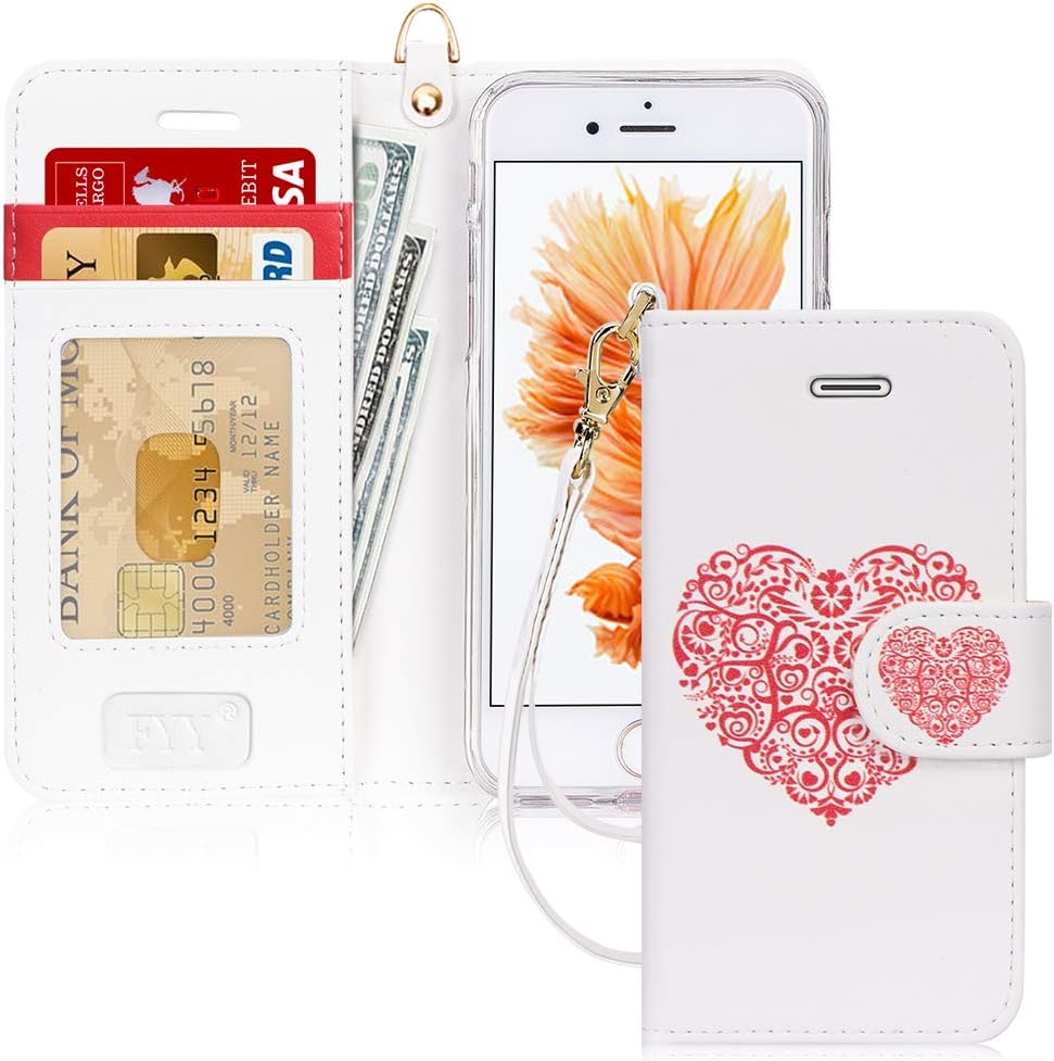 FYY Luxury PU Leather Wallet Case for iPhone 6/6s, [Kickstand Feature] Flip Phone Case Protective Shockproof Folio Cover with [Card Holder] [Wrist Strap] for Apple iPhone 6/6s 4.7
