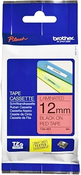 Brother TZe-431 Labelling Tape 12 mm x 8 m Laminated Black on Red