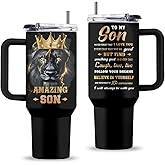 Uibunoo Gifts for Son, 40 Oz Son Tumbler with Handle & Straw, To My Son Stainless Steel Tumbler, Teenage Son Gift from Mom, Birthday Present, Gifts for Thanksgiving Christmas, 1 PCS