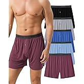 Easechoo 5 Pack Mens Underwear,Rayon Made from Bamboo Boxers for Men,Cooling Soft Boxer Shorts,No Reding Up Long Leg