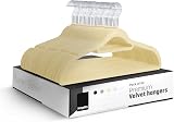 KEPLIN Velvet Hangers 50 Pack 45cm Thin Non-Slip with Tie Bar Cream