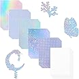 42 Sheets Holographic Sticker Clear Vinyl Paper A4 (11.7 X 8.3 Inch) Self Adhesive Waterproof Transparent Laminating Sheets R