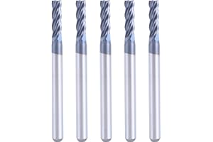 czfeiniu 7/64'' Carbide Square Nose End Mill, 4 Flute CNC Milling Bits Set for Steel, Aluminum, Copper & More, HRC55, AlTiN-BlackNano Coating, 5Pcs