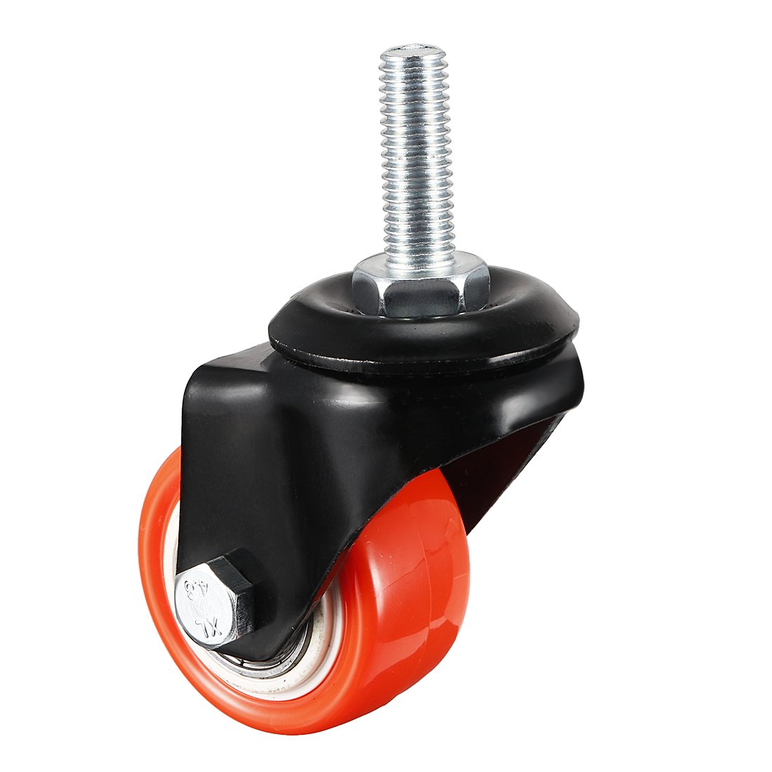 sourcing map 1.5 Inch Swivel Caster Wheels PU 360 Degree Threaded Stem Caster Wheel Orange, M8 x 25mm, 110lb Capacity, 1 Pcs