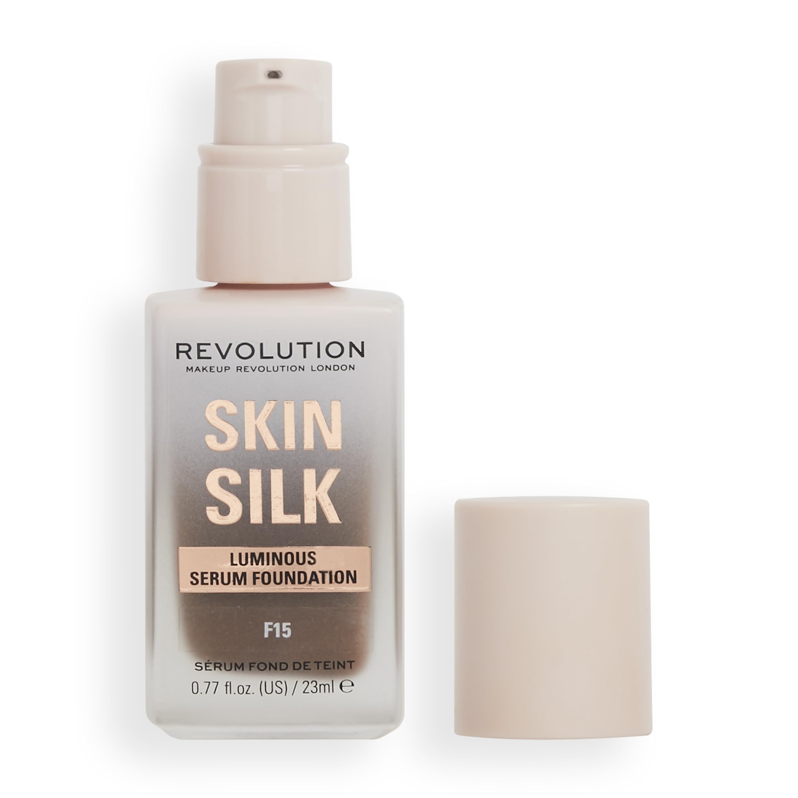 Makeup Revolution, Skin Silk Serum Foundation, Light to Medium Coverage, Contains Hyaluronic Acid, F15, 23ml