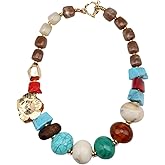 Big Bead Ball Pendant Necklace for Women Fashion Pearl Gold Color Metal Heart Flower Fake Stone Chunky Statement Ethnic Floral Jewelry