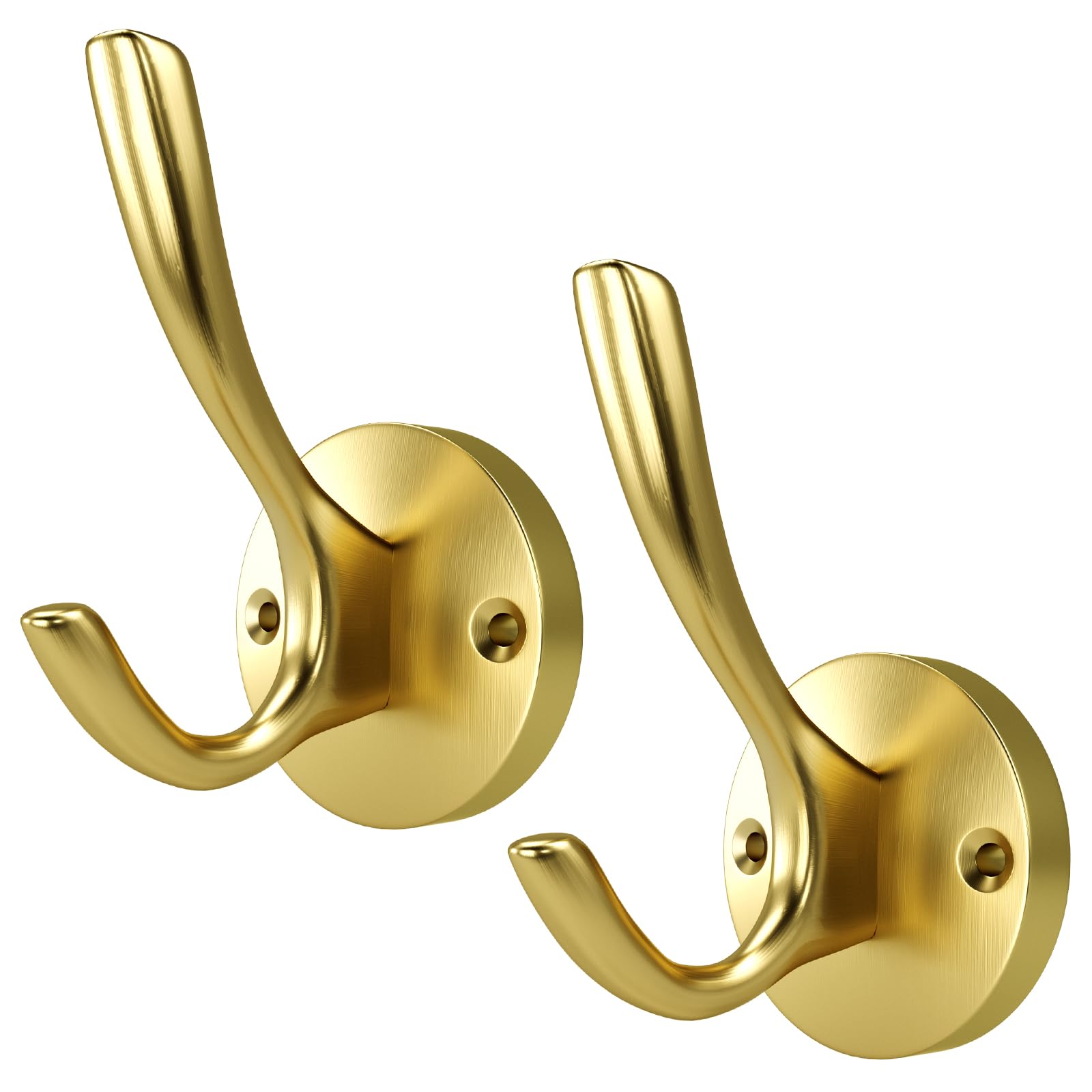 ZUONAI Coat Hooks for Wall 2 Pack Heavy Duty Coat Hooks for Hanging Coat and Hat Hooks Wall Mounted Towel Hooks for Bathroom Double Metal Robe Hook for Clothing Kitchen Hanger Coat Locker
