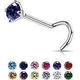 VDKIDKT Small Birthstone Nose Stud, 20G Nostril Solid 3mm Round CZ Nose Piercing Jewelry for Women Men Hypoallergenic Gold Nose Ring Stud with Tiny CZ Diamond