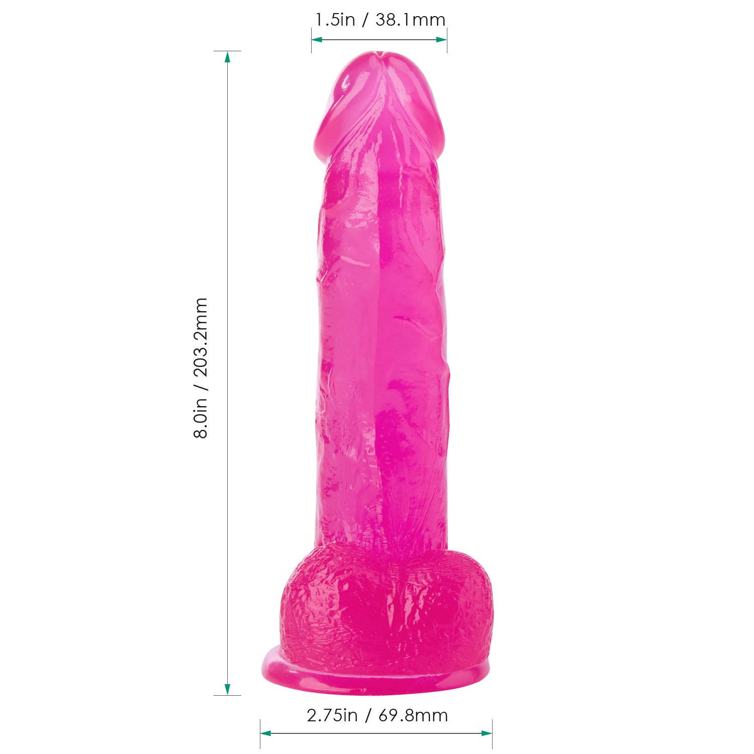 Loveryoyo 8 inches Colorful Dildo with Sucker Adult Toy Pink