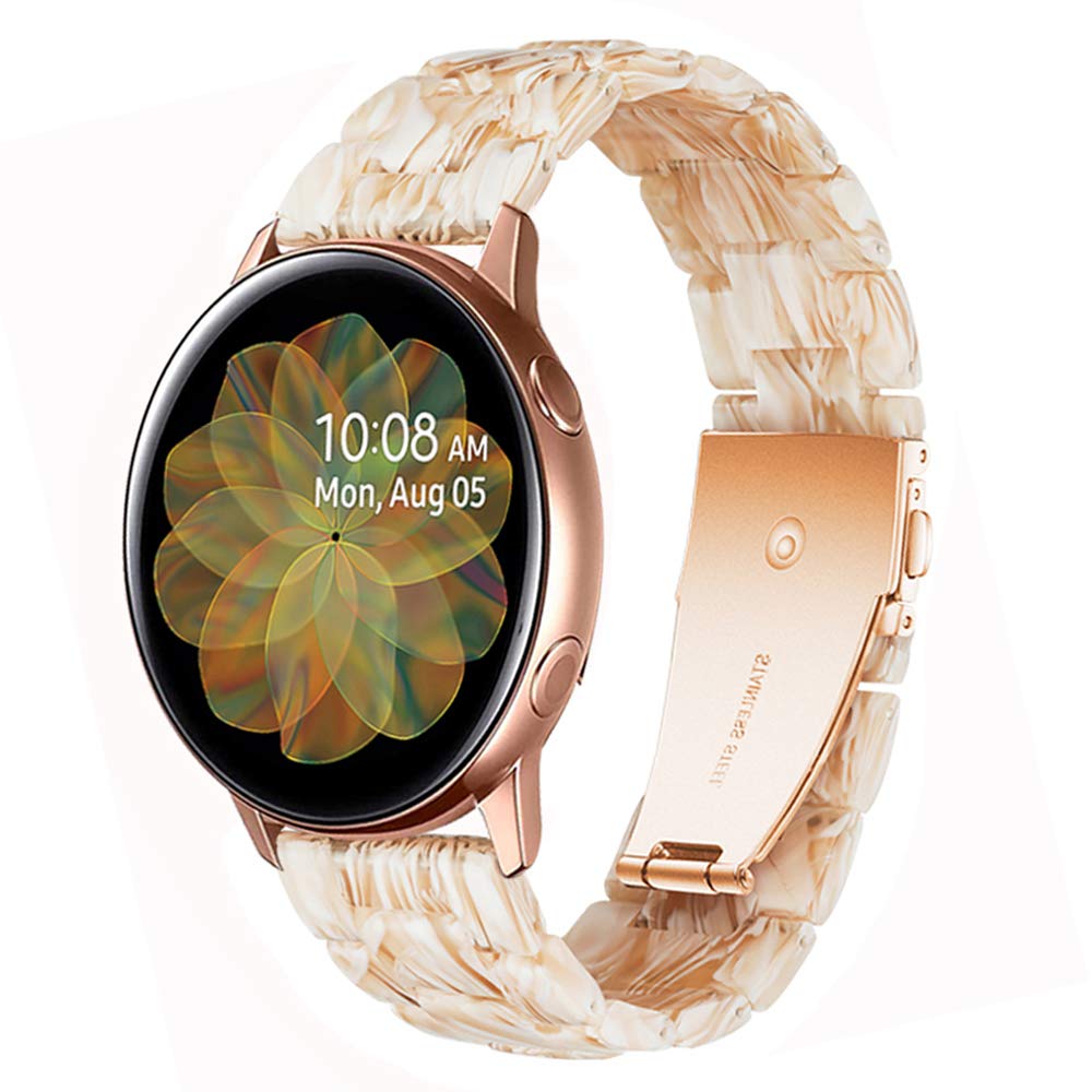 Miimall Resin Strap for Samsung Galaxy Watch 7 FE 6 5 4 40mm 44mm/6 Classic 43mm 47mm/5 Pro 45mm/4 Classic, 20mm Lightweight Band with Stainless Steel Buckle Wristband for Galaxy Watch 7(Silk)