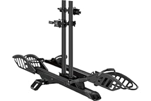 YOUNG ELECTRIC Young Bike Rack Hitch for Car - 2-Bike Heavy Duty Platform Carrier with 200lb Capacity, Smart Tilting & Easy Fold for SUV, Minivan and RV, Fits 5-Inch Fat Tires.