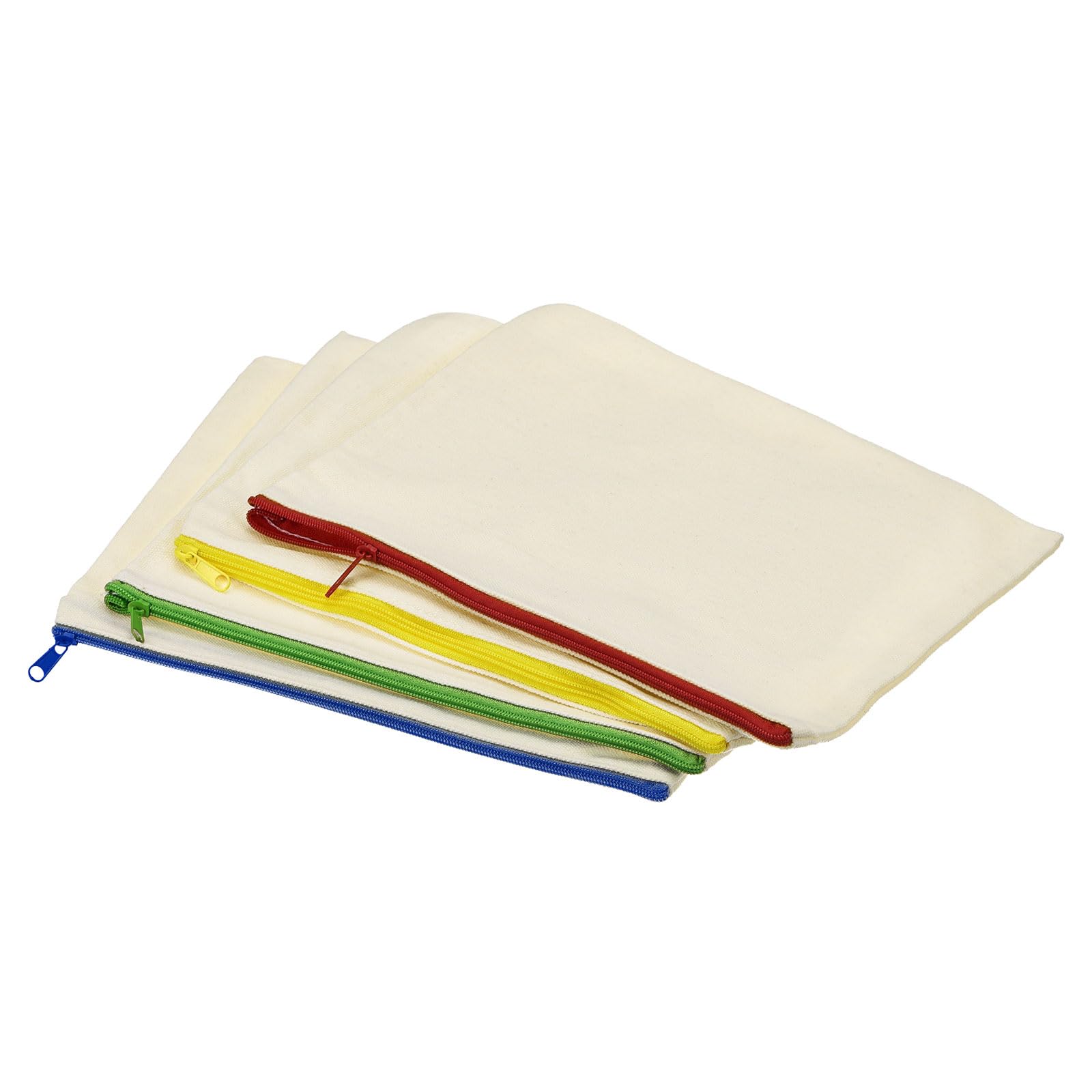 PATIKIL Canvas Zipper Pouch, 4 Pack Blank Zip DIY Craft Bags Pencil Case Storage Pockets for Travel Organizing Accessory, Multi-Colors