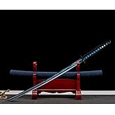 Japanese Samurai Katana Sword – Unsharpened Real Carbon Steel Full Tang Blade, Traditional Iaido Practice Sword for Training, Home Decor & Gift