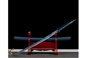 YAXAZA Japanese Samurai Katana Sword – Real Carbon Steel Full Tang Blade, Traditional Iaido Practice Sword for Home Decor and Gift