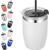 VEGOND Stainless Steel 12 oz Tumblers bulk Vacuum Insulated Double Wall Travel Tumbler with Lid and Straw Reusable Tumbler, White 1 Pack