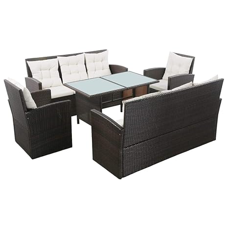 vidaXL Gartenmöbel 5-TLG. Poly Rattan Sitzgruppe Lounge Sofa Sessel Gartenset