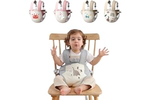 Raelitego Portable High Chair, 5 Point Harness Booster Seat, Baby Travel Essential for Babies & Toddlers, Foldable Packable Adjustable Straps Shoulder Belt to Fit Any Chair Machine Wash(Grey_Dinosaur)