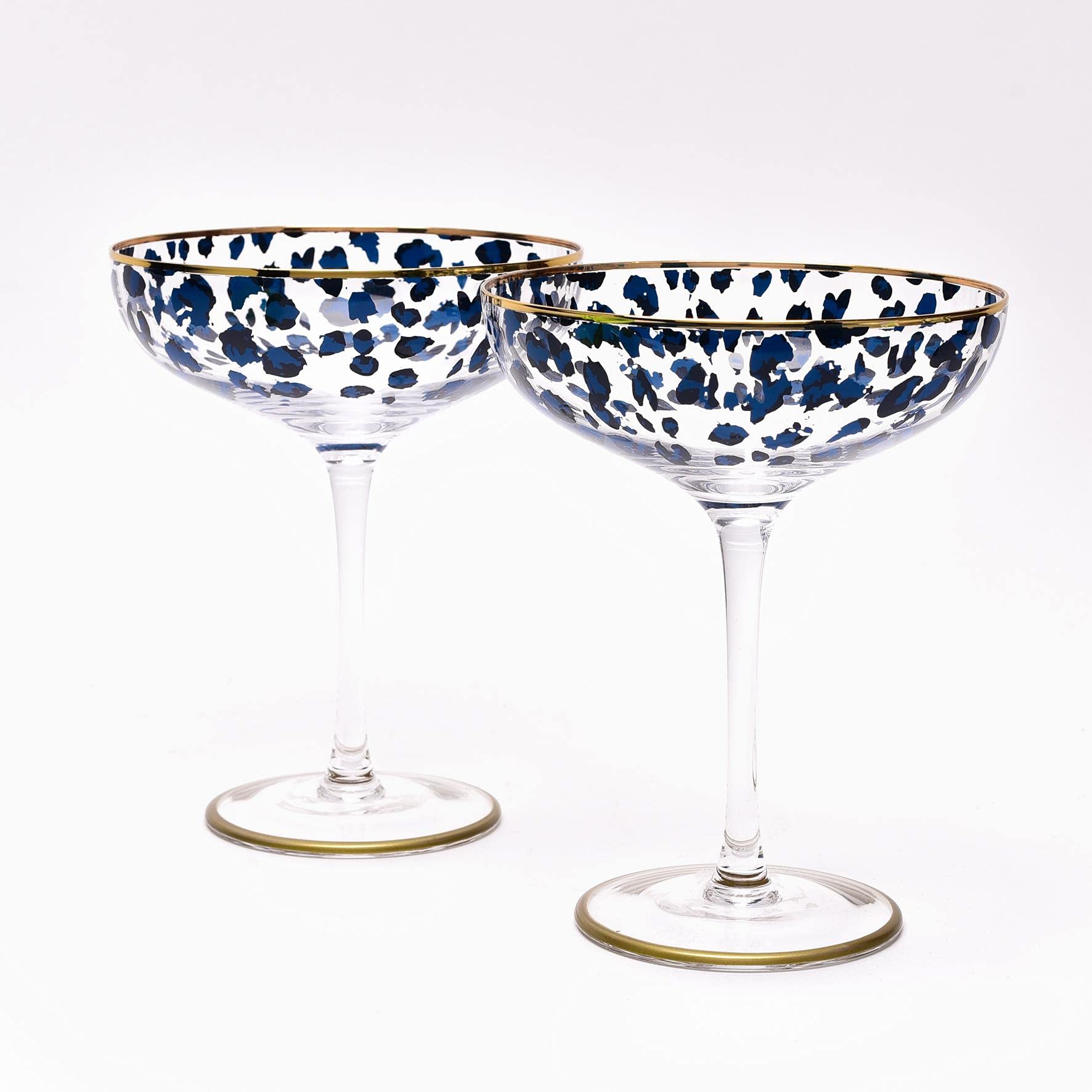 Sophia Collection Set of 2 Leopard Print Pattern Cocktail Glasses